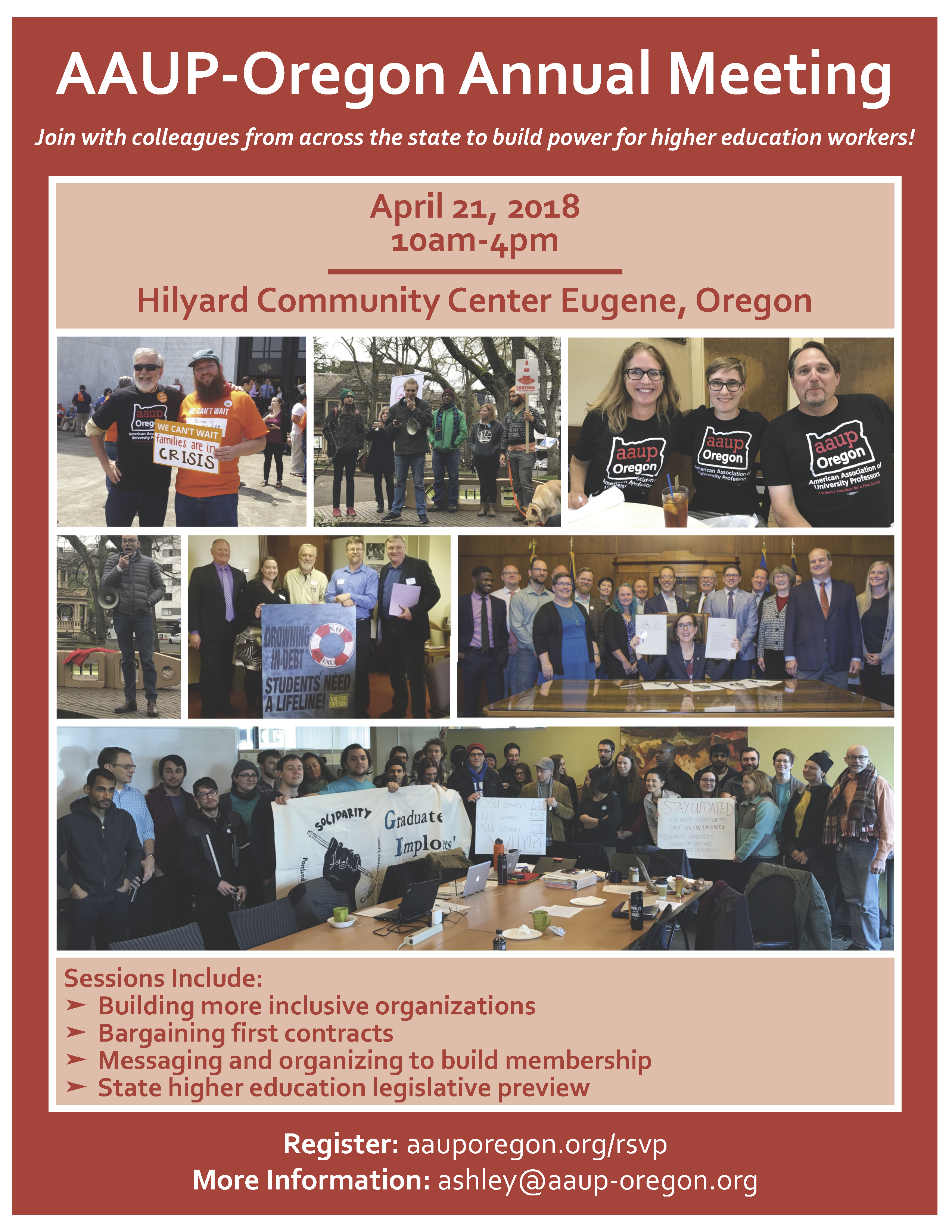 AAUP-Oregon Annual Meeting April 21 10-4 Please sign up