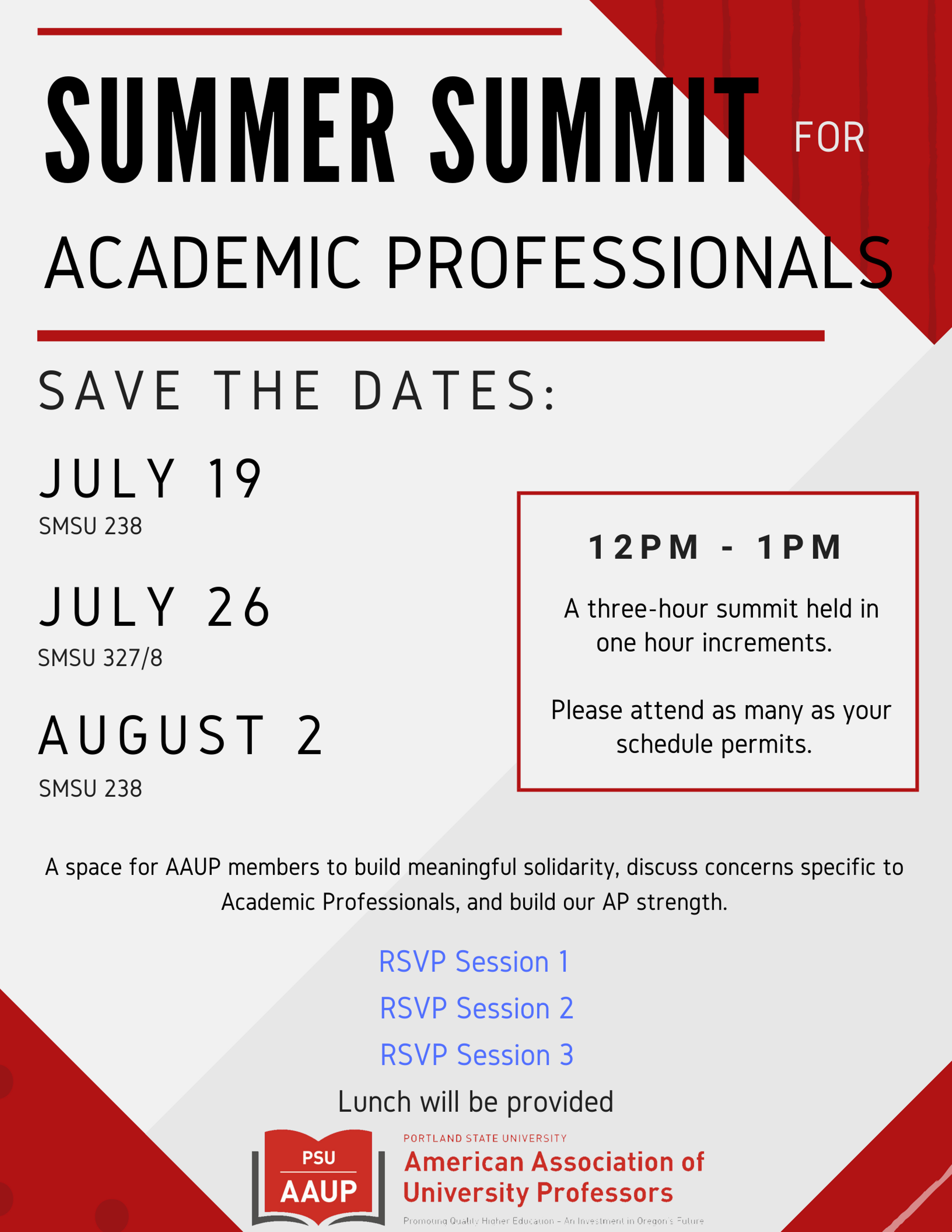 AP Summer Summit July 19, July 26, Aug 02