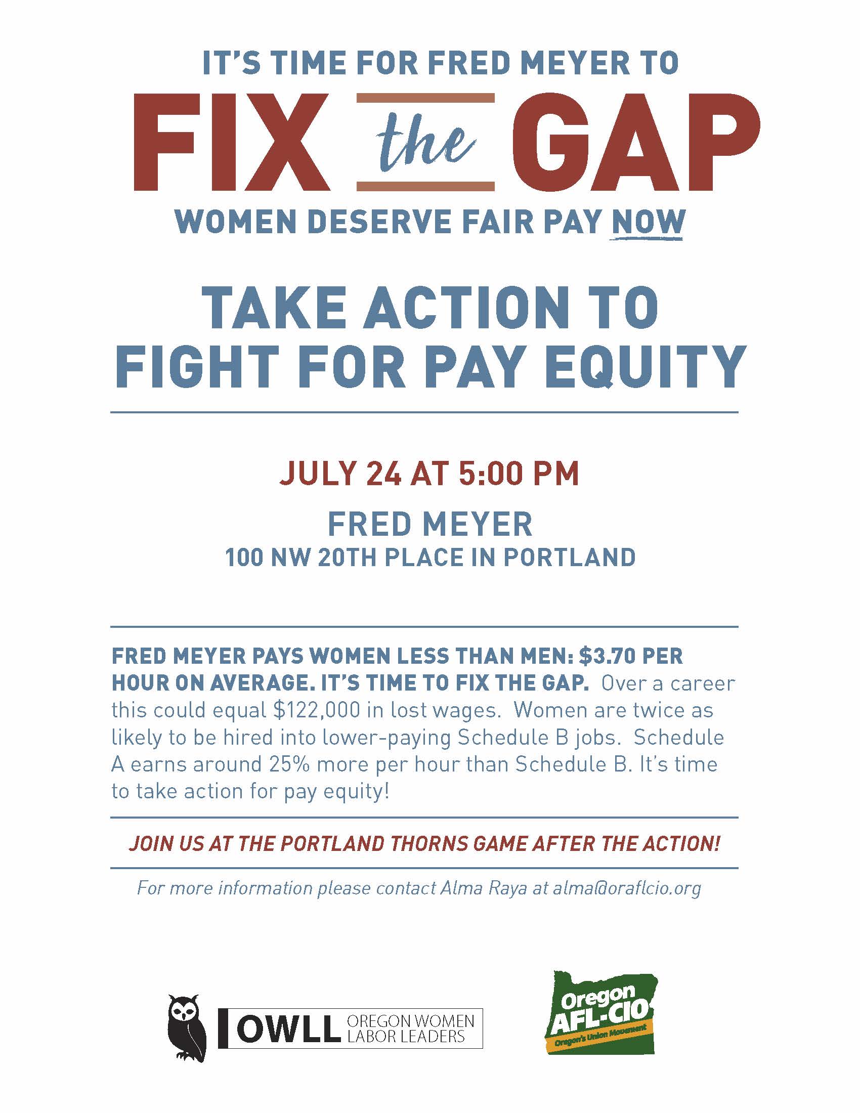 It’s Time For Fred Meyer To Fix The Gap: Women Deserve Fair Pay Now