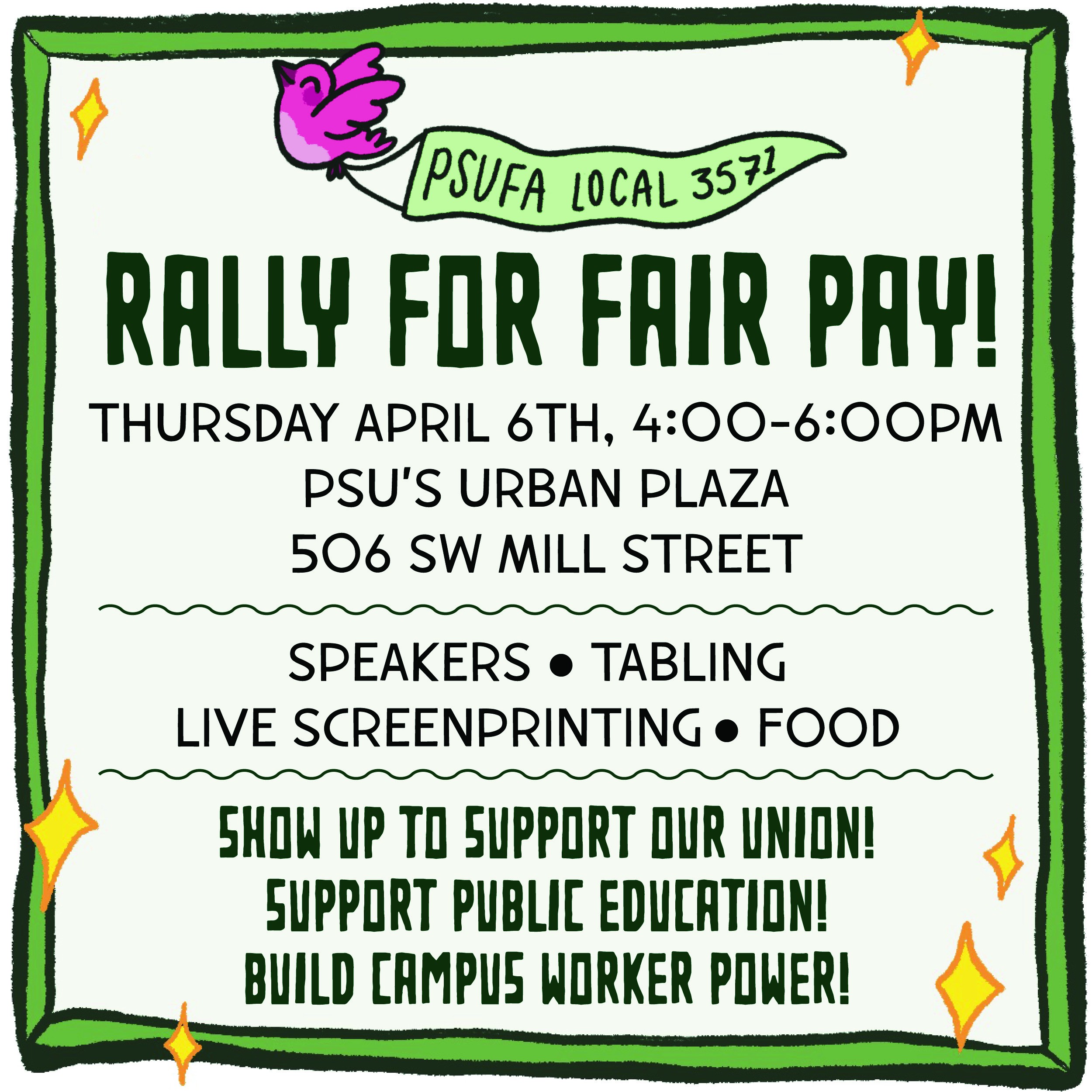 PSUFA Rally for Fair Pay - April 6th
